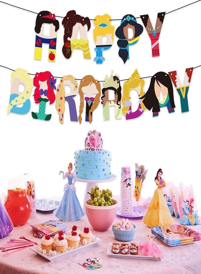 JAGMAG Princess Happy Birthday Banner, Princess Party Supplies Happy Birthday Banner, Princess Party for Girl - Image 3